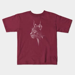 Eurasian Lynx Drawing Wildcat Illustration Kids T-Shirt